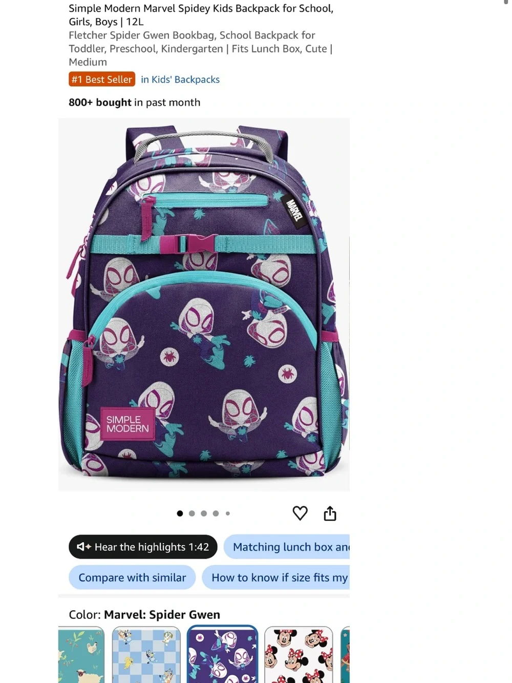 Kids' purple & teal ghost spider Backpack and Lunch Set
